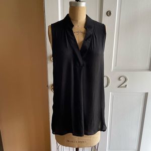 BANANA REPUBLIC | black sleeveless collared polyester high low blouse S